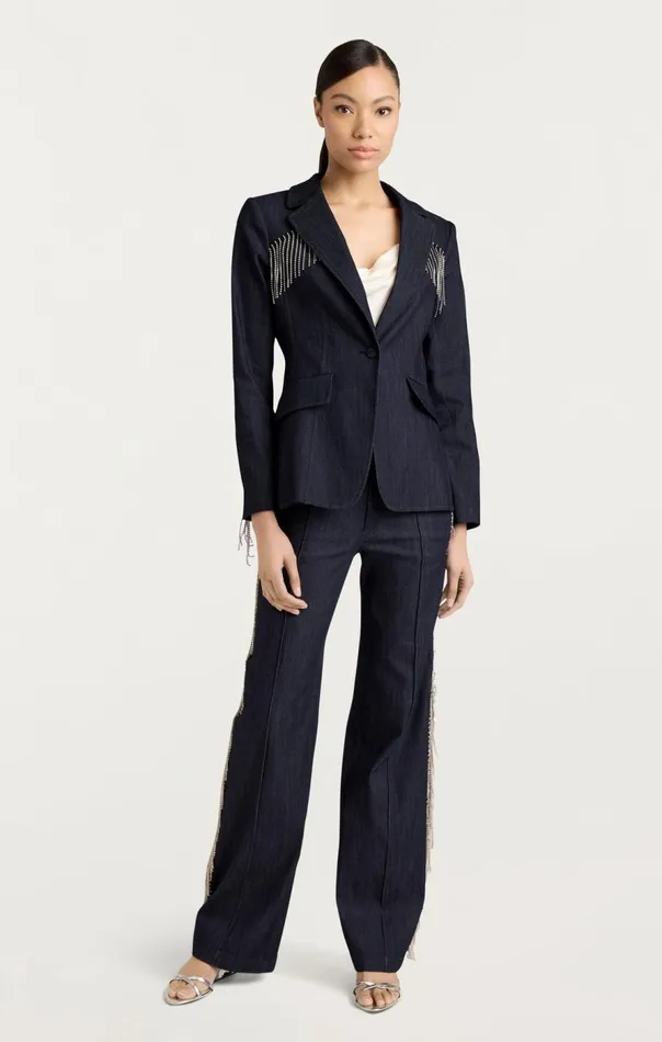 Cinq Sept Rhinestone Sasha Blazer Indigo Women Blazers