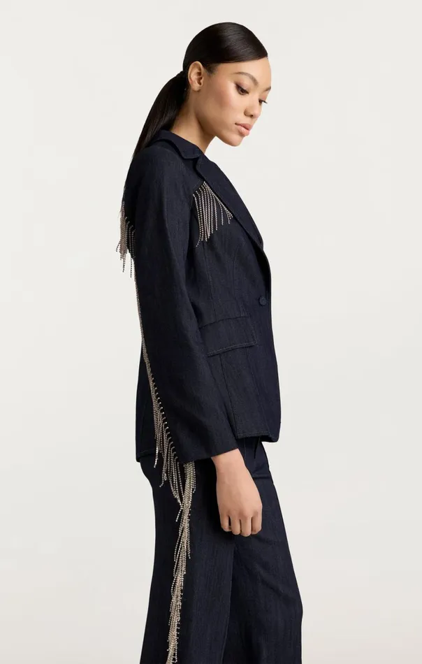 Cinq Sept Rhinestone Sasha Blazer Indigo Women Blazers