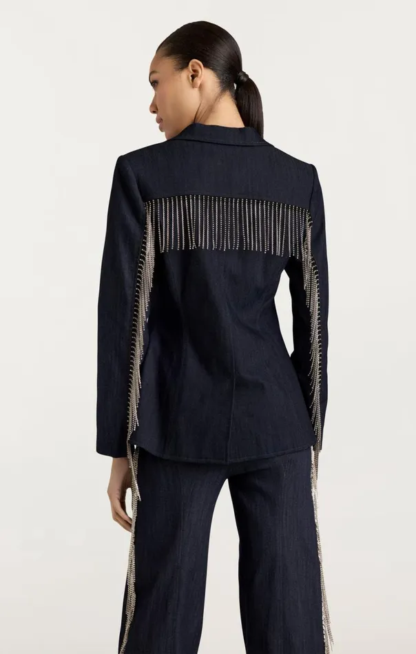 Cinq Sept Rhinestone Sasha Blazer Indigo Women Blazers