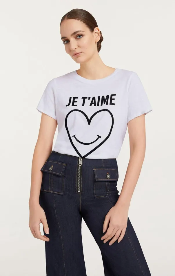 Cinq Sept Smiling Heart Tee White Women Tees