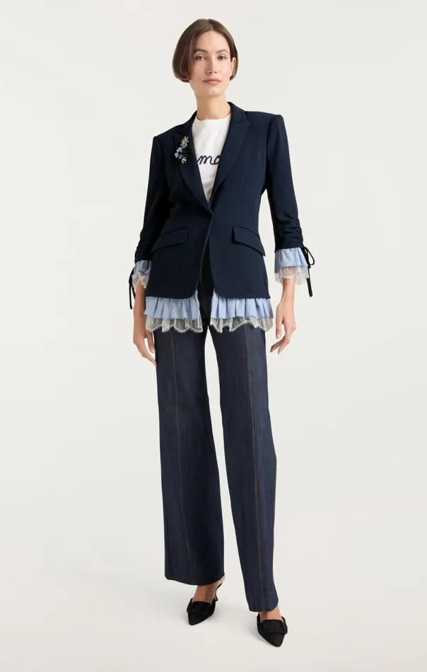 Cinq Sept Striped Roxie Blazer Navyblue Women Blazers