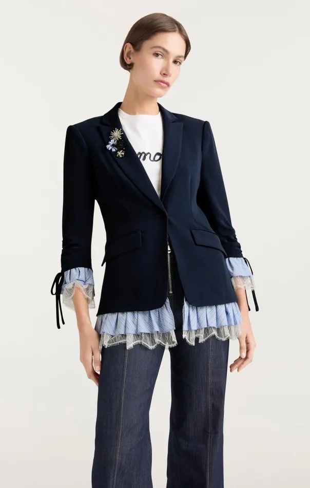 Cinq Sept Striped Roxie Blazer Navyblue Women Blazers