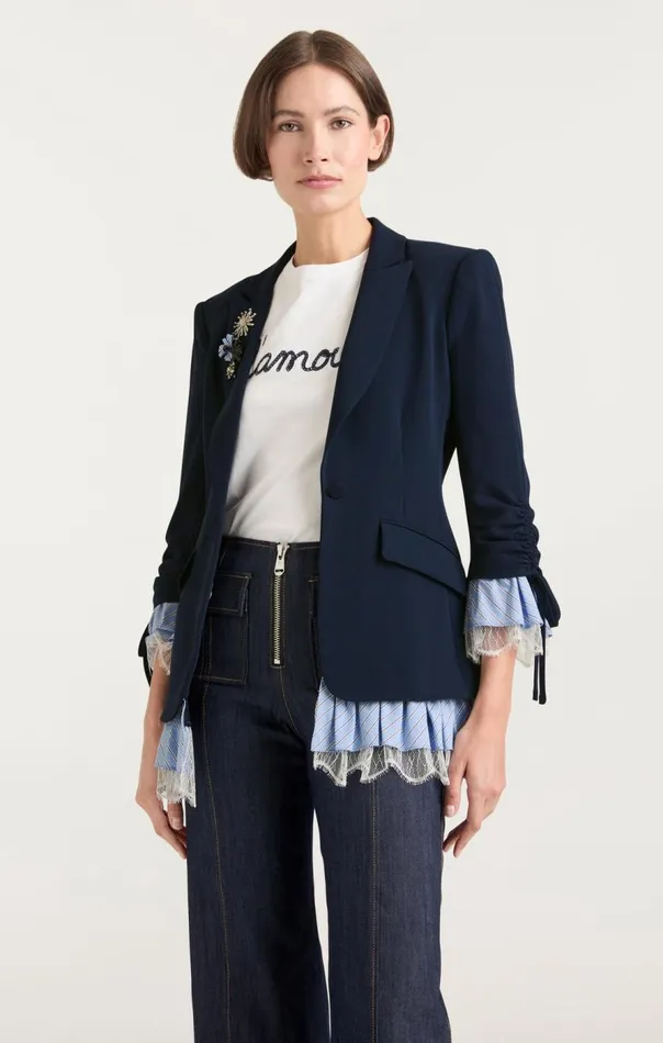 Cinq Sept Striped Roxie Blazer Navyblue Women Blazers