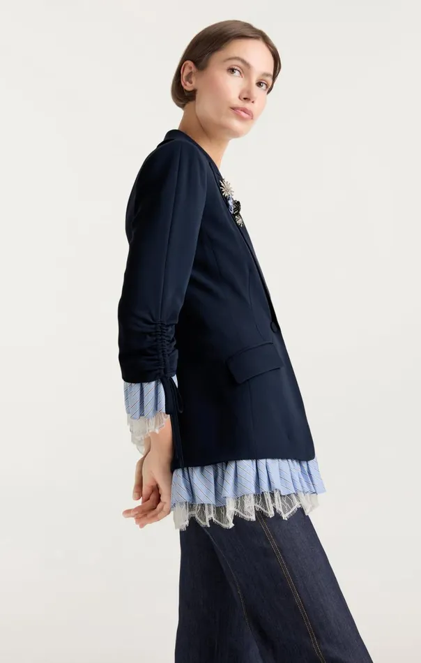 Cinq Sept Striped Roxie Blazer Navyblue Women Blazers