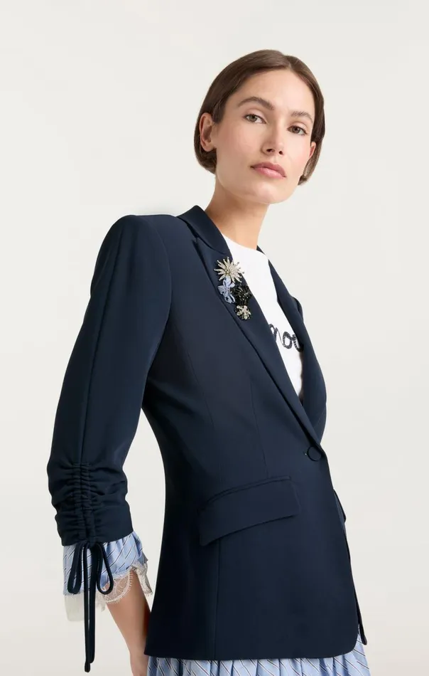Cinq Sept Striped Roxie Blazer Navyblue Women Blazers