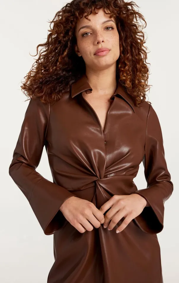 Cinq Sept Vegan Leather Mckenna Dress Espresso Women Mini