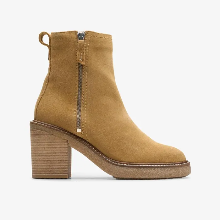 Clarks Ankle Boots Cassiano Zip Ankle Boot Light Tan Suede 8211 Women