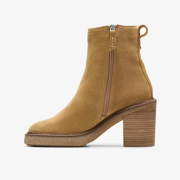 Clarks Ankle Boots Cassiano Zip Ankle Boot Light Tan Suede 8211 Women