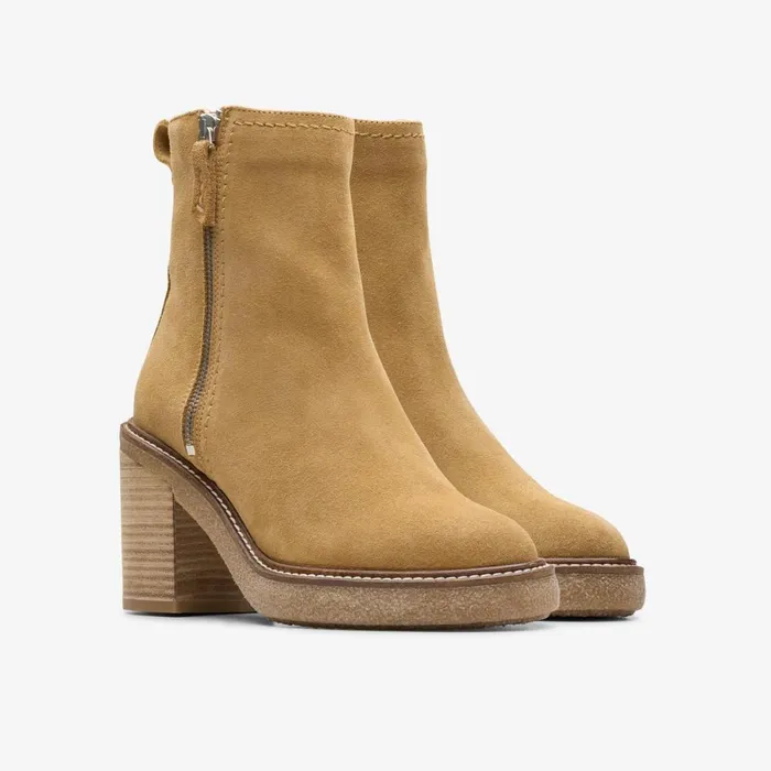 Clarks Ankle Boots Cassiano Zip Ankle Boot Light Tan Suede 8211 Women