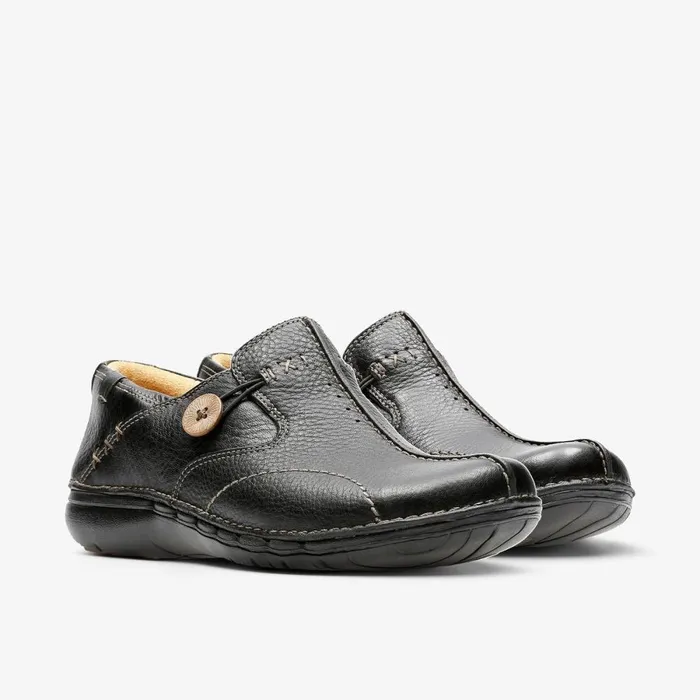 Clarks Black Shoes Un Loop Black Leather 8211 Women