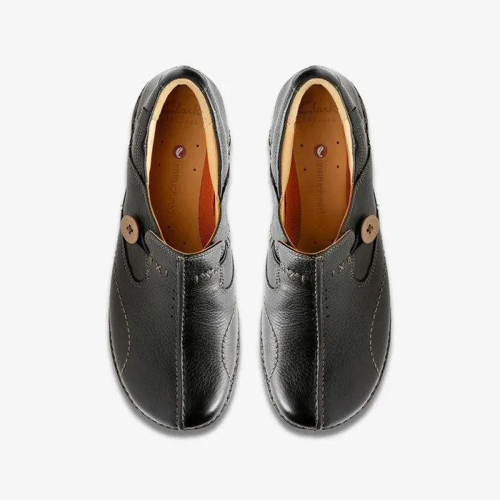 Clarks Black Shoes Un Loop Black Leather 8211 Women