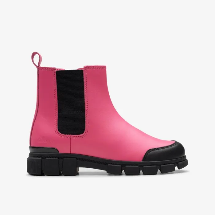 Clarks Boots Evyn Chelsea Bright Pink Leather 8211 Kids