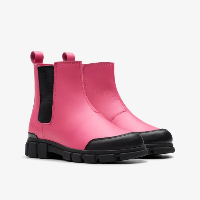 Clarks Boots Evyn Chelsea Bright Pink Leather 8211 Kids