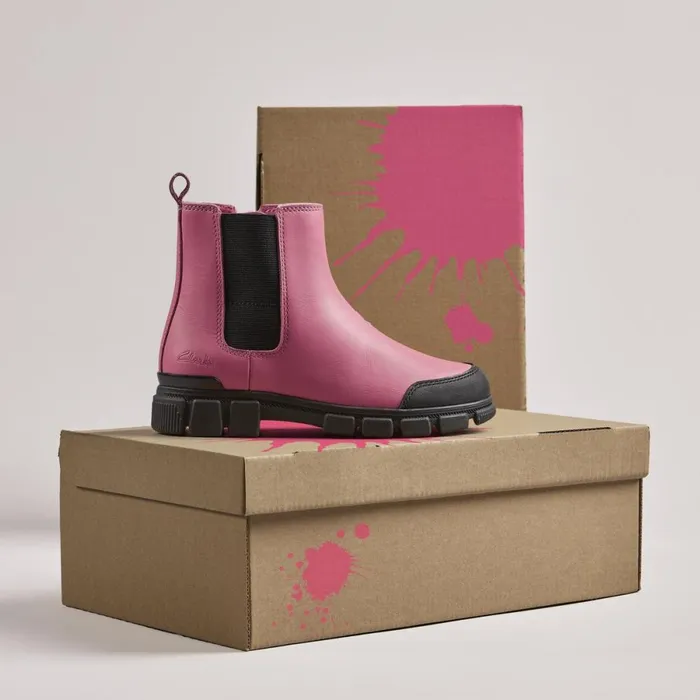 Clarks Boots Evyn Chelsea Bright Pink Leather 8211 Kids