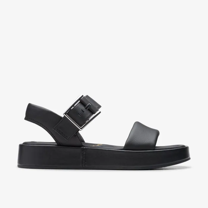 Clarks Flat Sandals Alda Strap Black Leather 8211 Women