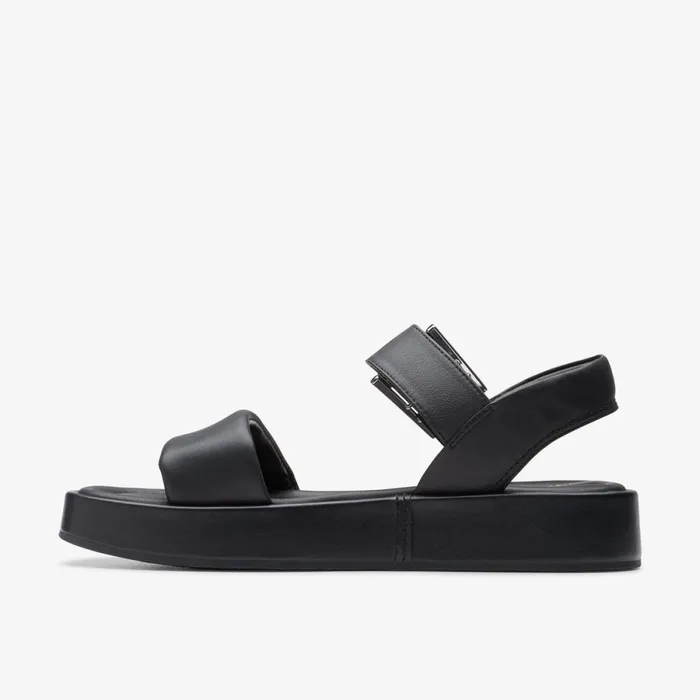 Clarks Flat Sandals Alda Strap Black Leather 8211 Women