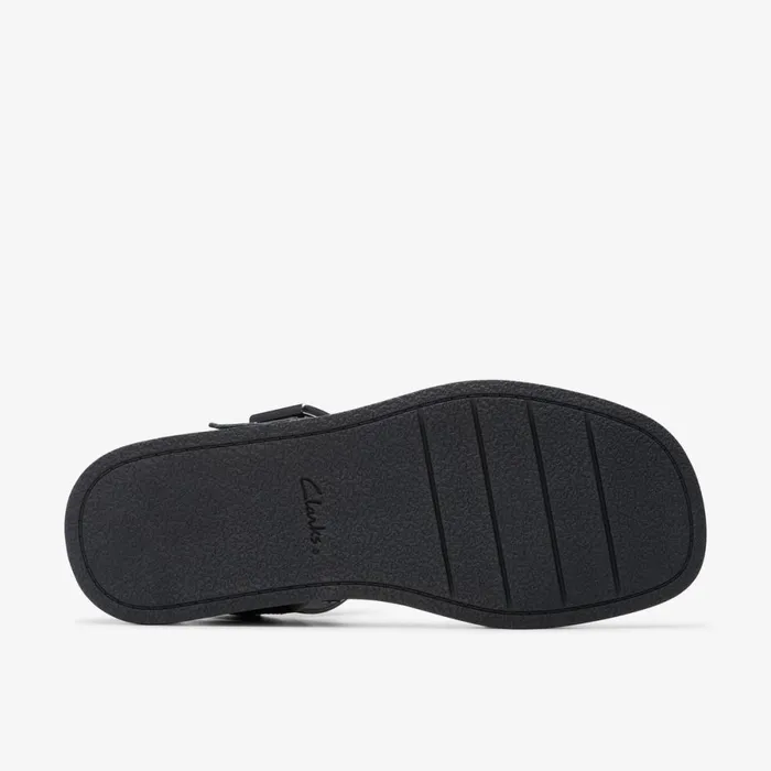 Clarks Flat Sandals Alda Strap Black Leather 8211 Women