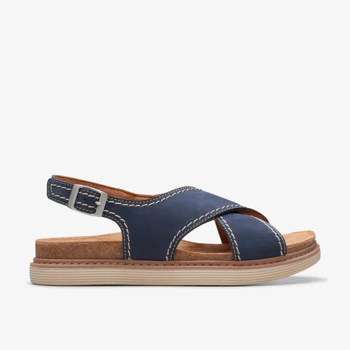 Clarks Flat Sandals Arwell Sling Navy Nubuck 8211 Women