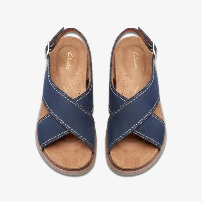 Clarks Flat Sandals Arwell Sling Navy Nubuck 8211 Women