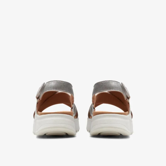 Clarks Flat Sandals Dash Lite Wish Silver Metallic 8211 Women