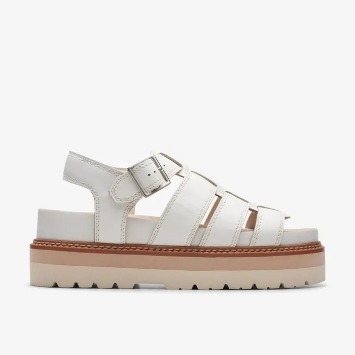 Clarks Flat Sandals Orianna Twist Off White Leather 8211 Women