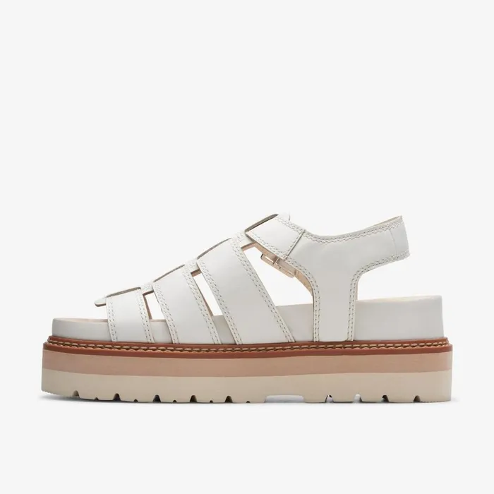 Clarks Flat Sandals Orianna Twist Off White Leather 8211 Women