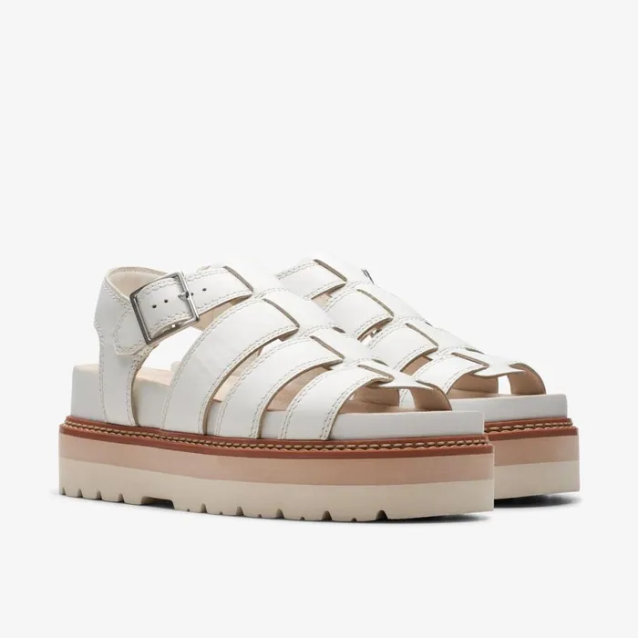 Clarks Flat Sandals Orianna Twist Off White Leather 8211 Women