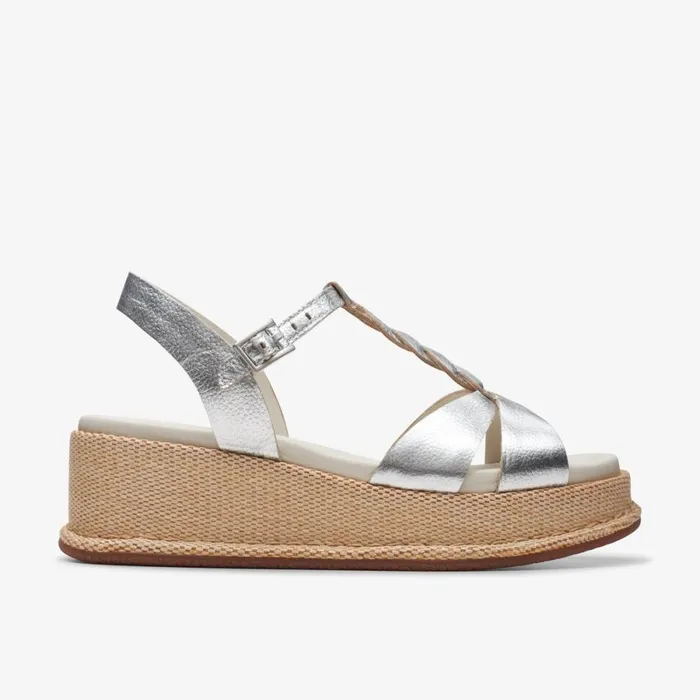 Clarks Heels Kimmei Twist Silver Leather 8211 Women