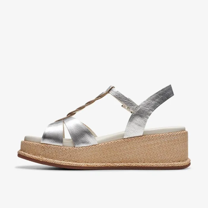 Clarks Heels Kimmei Twist Silver Leather 8211 Women