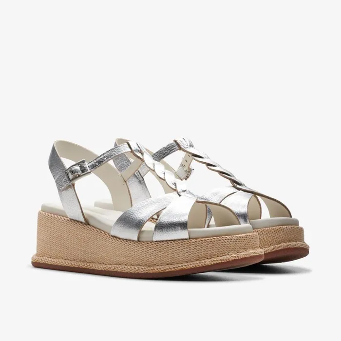 Clarks Heels Kimmei Twist Silver Leather 8211 Women