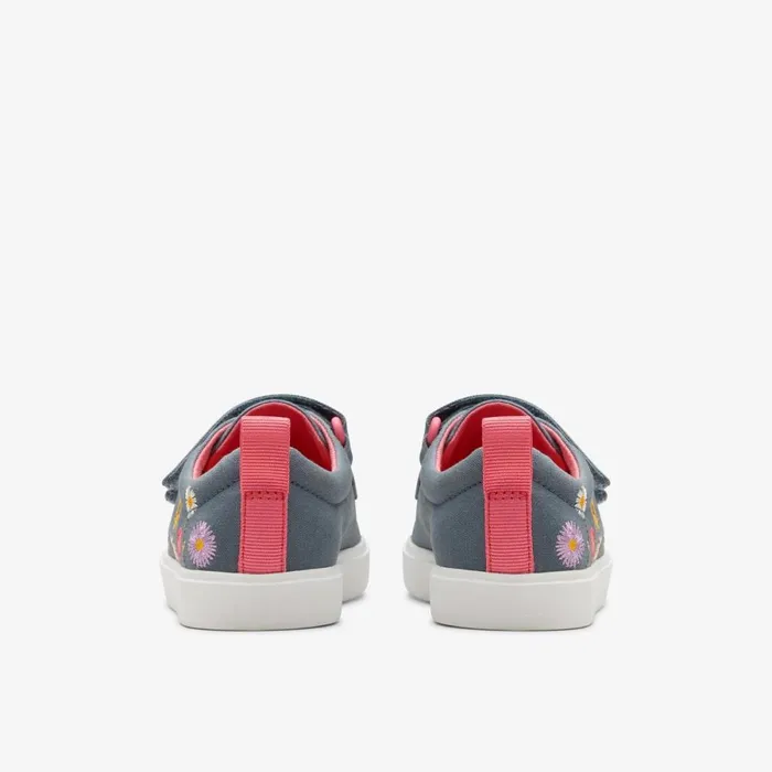 Clarks Machine Washable City Vibe Blue Floral Textile 8211 Kids