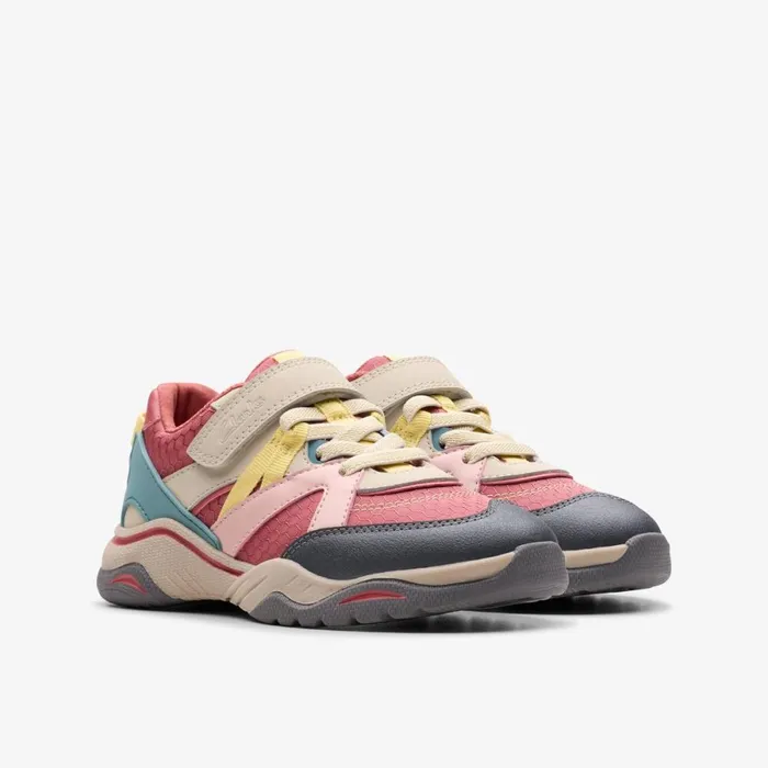 Clarks Machine Washable Feather Pace Pink Combination 8211 Kids