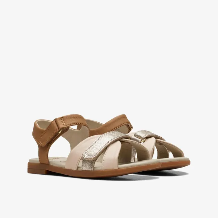 Clarks Sandals Ivy Sea Tan Metallic 8211 Kids