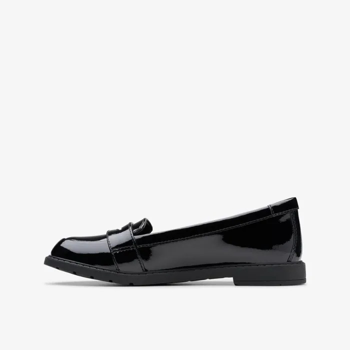 Clarks School Shoes Scala Loafer Black Patent 8211 Kids