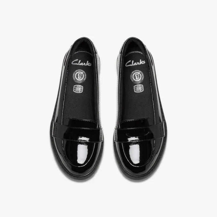 Clarks School Shoes Scala Loafer Black Patent 8211 Kids
