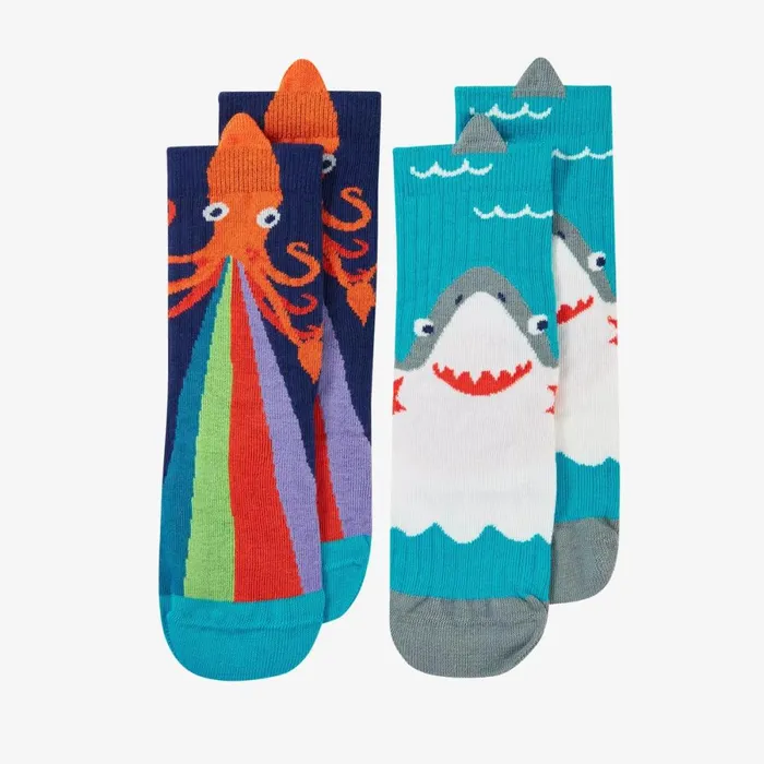 Clarks Socks and Tights Character Socks 2 Pack Infant Size 912 Sharksquid 8211 Kids