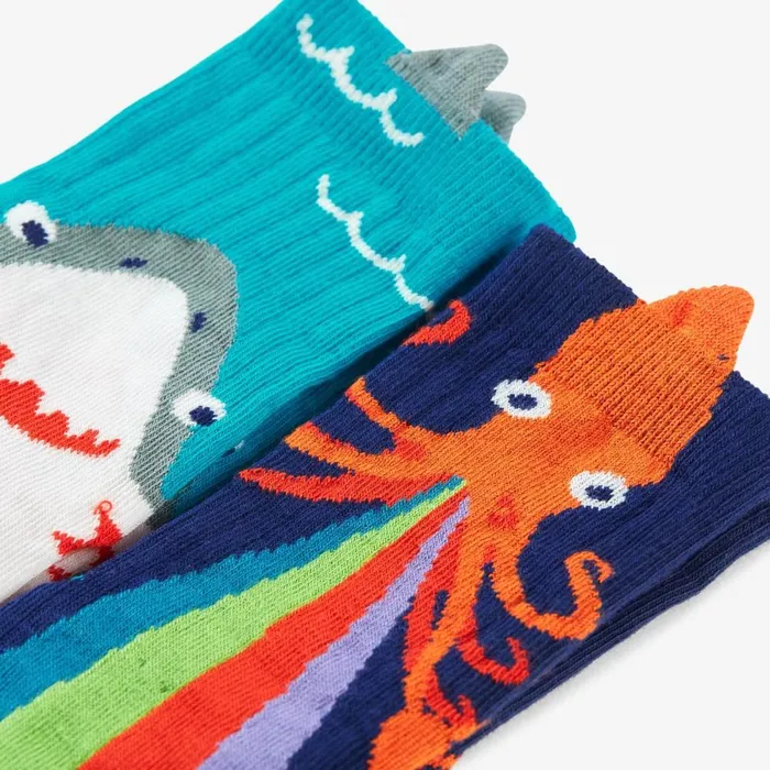 Clarks Socks and Tights Character Socks 2 Pack Infant Size 912 Sharksquid 8211 Kids