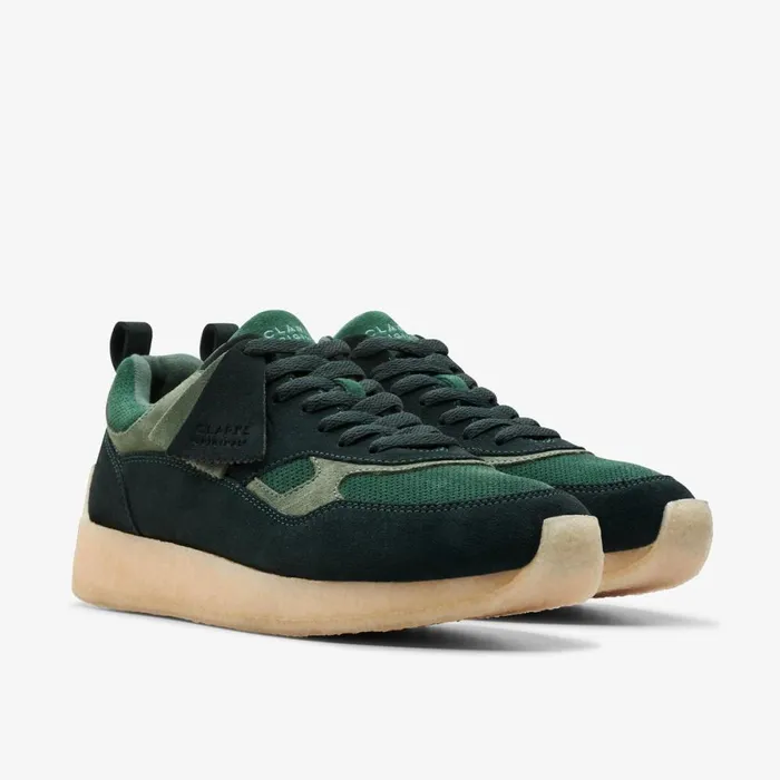 Clarks Trainers Lockhill Dark Green Combination 8211 Men