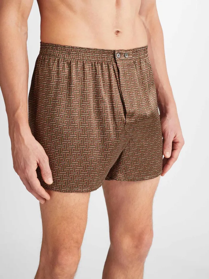 Classic Fit Boxer Shorts Men Derek Rose Classic Fit Boxers Brindisi 109 Silk Satin Green