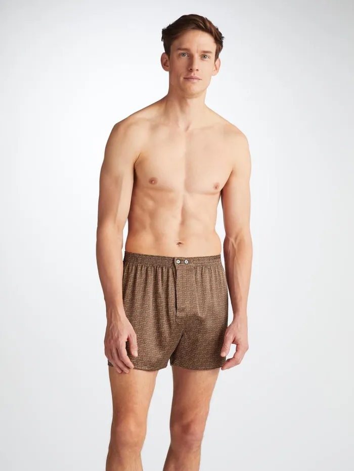 Classic Fit Boxer Shorts Men Derek Rose Classic Fit Boxers Brindisi 109 Silk Satin Green