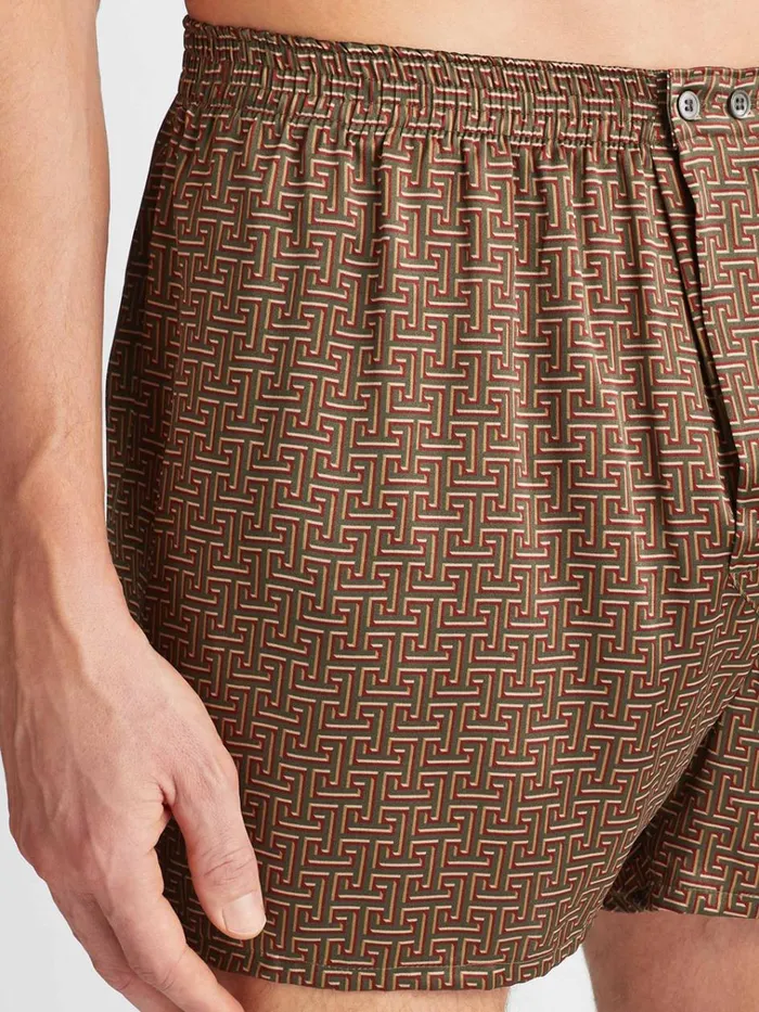 Classic Fit Boxer Shorts Men Derek Rose Classic Fit Boxers Brindisi 109 Silk Satin Green