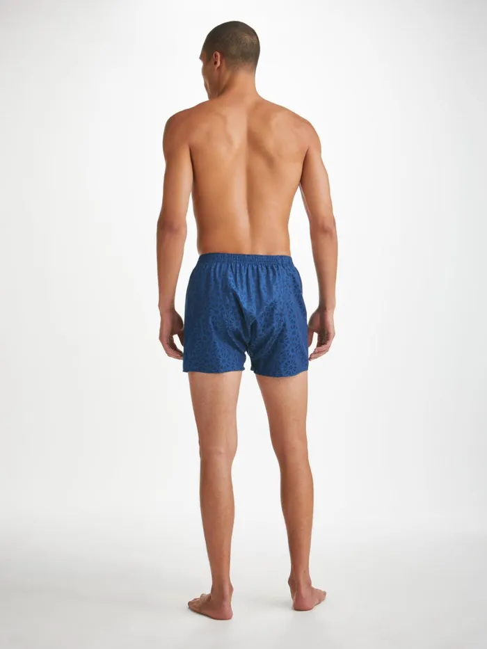 Classic Fit Boxer Shorts Men Derek Rose Classic Fit Boxers Paris 26 Cotton Jacquard Navy