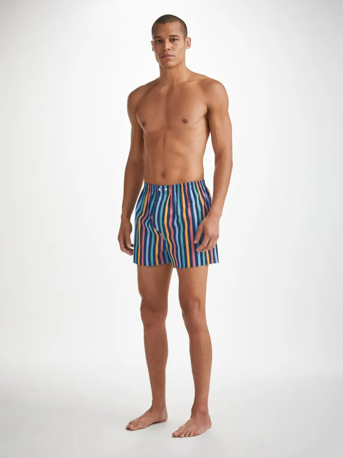 Classic Fit Boxer Shorts Men Derek Rose Classic Fit Boxers Wellington 56 Cotton Multi