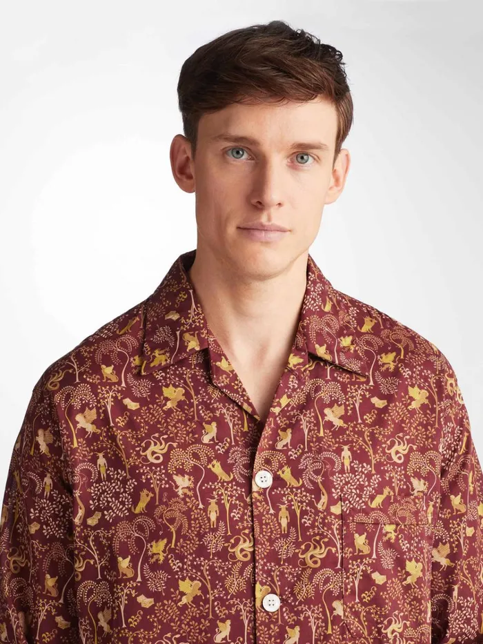 Classic Fit Pajamas Men Derek Rose Classic Fit Pajamas Ledbury 74 Cotton Batiste Burgundy