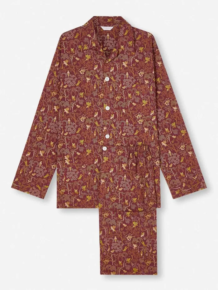 Classic Fit Pajamas Men Derek Rose Classic Fit Pajamas Ledbury 74 Cotton Batiste Burgundy