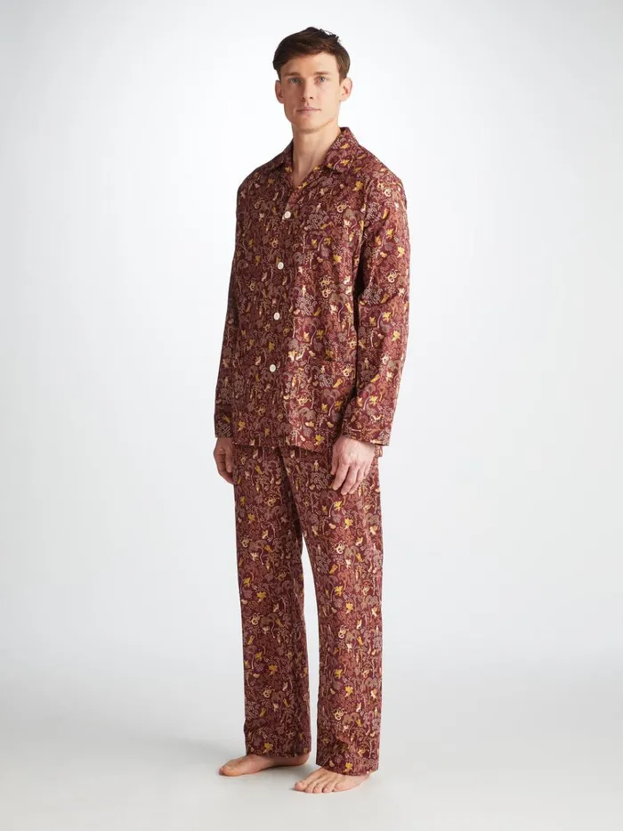 Classic Fit Pajamas Men Derek Rose Classic Fit Pajamas Ledbury 74 Cotton Batiste Burgundy