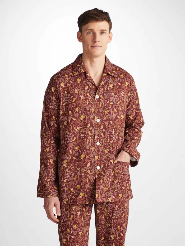 Classic Fit Pajamas Men Derek Rose Classic Fit Pajamas Ledbury 74 Cotton Batiste Burgundy