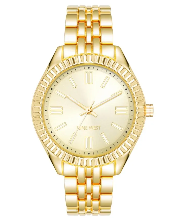 Coin Edge Bezel Watch Gold Women Nine West Straps