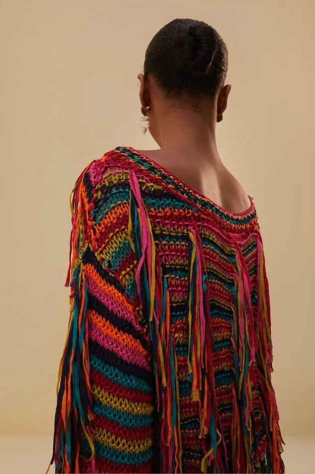 Colorful Stripes Knit Sweater Women FARM Rio Sweaters and Sweatshirts