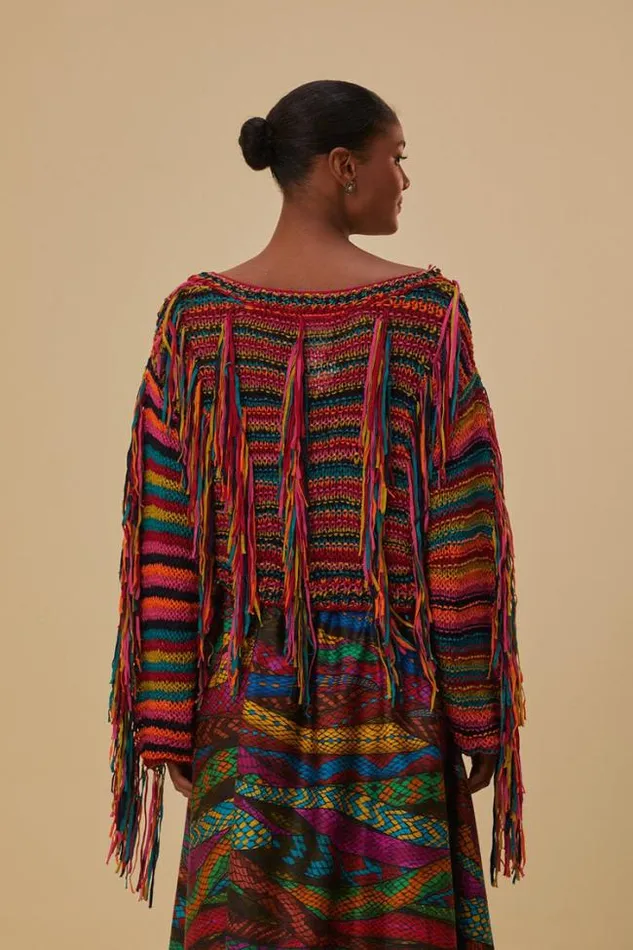 Colorful Stripes Knit Sweater Women FARM Rio Sweaters and Sweatshirts